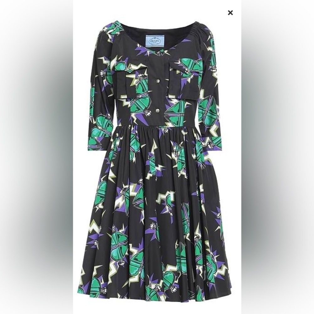 PRADA midi dress black with hearts
